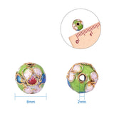 Handmade Cloisonne Beads, Round, Mixed Color, 8mm, Hole: 2mm, 120pcs/box, Square Plastic Bead Storage Container: 6.4x6.3x2cm