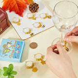 Alloy Enamel Wine Glass Charms, with Glass Beads and Brass Wine Glass Charm Rings, Bee & Honeycomb & Flower, Yellow, 45~55mm, 10pcs/box