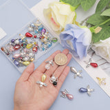 34Pcs 34 Style Glass & ABS Plastic Imitation Pearl Beaded Pendants, with Acrylic & Alloy Findings, Angel Charms, Mixed Color, 27~33x18~23.5x6~19.5mm, Hole: 2~3mm, 1Pc/style