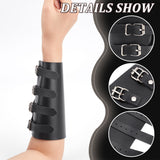 Adjustable PU Leather Cord Bracelets with Iron Buckles, Gauntlet Wristband, Cuff Wrist Guard, Black, 14-1/8 inch(36cm)