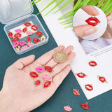 30Pcs 4 Style Eco-Friendly Zinc Alloy Pendants and Links, with Enamel, Cadmium Free & Nickel Free & Lead Free, Lip, Mixed Color, 13x18x3mm, Hole: 2mm
