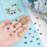 40Pcs 10 Colors 304 Stainless Steel Glass Connector Charms, Flat Round Links, Golden, Mixed Color, 12~12.5x6~7x2~3mm, Hole: 1.5mm, 4pc/color