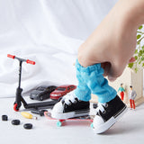 Children Toy Set, Including Plastic Finger Scooter & Skateboarding Set, Trousers and Cloth Dolls Shoe, for Doll Making, Mixed Color, 95x25x15mm