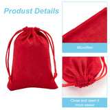 12Pcs Velvet Cloth Drawstring Bags, Jewelry Bags, Christmas Party Wedding Candy Gift Bags, Rectangle, FireBrick, 12x9cm