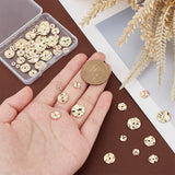 48pcs 4 styles Brass Spacer Beads, Textured Flat Round, Light Gold, 4~12x1~1.5mm, Hole: 1.2mm, 12pcs/style