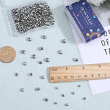 240Pcs 3 Style 304 Stainless Steel Crimp Beads Covers, Stainless Steel Color, 3.5~6.5x4~5.8mm, Hole: 1.4~1.8mm, 80pcs/style