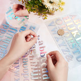 20 Sheets 2 Styles Waterproof Plastic Laser Stickers,  Self-adhesion Stickers, Capital Letter A~Z, Colorful, 21~21.6x14~14.6x0.02cm, 10 sheeets/style