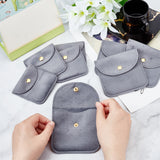 8Pcs 2 Styles Velvet Jewelry Storage Bags, with Golden Tone Iron Snap Fastener, for Earrings, Bracelets, Rings Storage, Square, Gray, 8~10x8~10x0.3~0.35cm, 4pcs/style