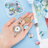 DIY Half Round Pendant Necklace Making Kits, Including Brass & Glass Snap Buttons, Alloy Keychain Findings, 304 Stainless Steel Cable Chains Necklaces, Beach Theme Pattern, 14Pcs/box