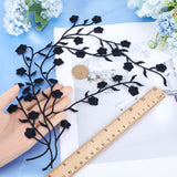 Cotton Embroidery Ornament Accessories, Appliques, Flower, Black, 450~470x1mm