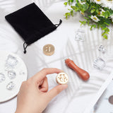 2Pcs 2 Styles Brass Stamp Heads, with 1pc Wood Handle and 1pc Velvet Pouch, For Wax Seal Stamp, Letter Pattern, Letter.B, Head: about 30x12mm, 1pc/style