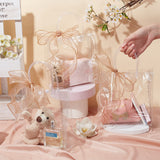 Valentine's Day 50Pcs Rectangle Transparent PVC Storage Bags with Handle, Gift Storage Bags, with 1 Roll Polyester Organza Ribbons, Clear, Bags: 202x198x0.5mm, Unfolded: 200x80x200mm, 50pcs; Ribbon: 35x0.5mm, about 10 yards/roll