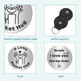 1Pc 304 Stainless Steel Commemorative Coins, Lucky Coins, with 1Pc PU Leather Cover, Hand Heart, Coins: 30x1.8mm, Cover: 115x47x1.3mm
