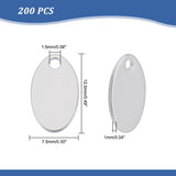 200Pcs 304 Stainless Steel Charms, Stamping Blank Tag, Oval, Stainless Steel Color, 12.5x7.5x1~1.5mm, Hole: 1.5mm