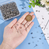 200Pcs 304 Stainless Steel Ball Post Stud Earring Findings, with Horizontal Loops & 200Pcs Ear Nuts & 200Pcs Open Jump Rings, Stainless Steel Color, 16x4mm, Hole: 1.5~2mm, Pin: 0.8mm