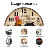 MDF Printed Wall Clock, for Home Living Room Bedroom Decoration, Flat Round, Rooster, 300mm