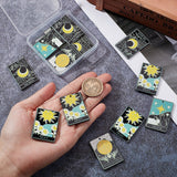 16pcs 4 style Printed Acrylic Pendants, Rectangle with Tarot Pattern, Mixed Color, 39.5x27x2mm, Hole: 1.8mm, 4pcs/style