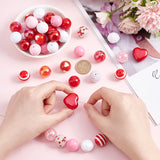 1 Set Mixed Style Acrylic Round Beads Sets, Red, 19~20mm, Hole: 2mm, about 50pcs/bag