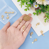 10Pcs Eco-friendly Brass Micro Pave Clear Cubic Zirconia Pendants, with Jump Ring, Cadmium Free & Lead Free, Cat with Star, Real 18K Gold Plated, 23x9.5mm, Hole: 3.2mm, Jump Ring: 5x0.9mm