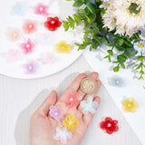 100Pcs 10 Colors Organza 5-Petal Flower Ornament Accessories, Sewing Craft Decoration, with Plastic Imitation Pearl, Mixed Color, 25~26x9mm, 10pcs/color