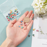 40Pcs 10 Colors Real 18K Gold Plated Plated Brass Enamel Beads, Long-Lasting Plated, with Jump Ring, Evil Eye, Mixed Color, 9.5x6.5x4.5mm, Jump Ring: 4x0.7mm, 2.5mm inner diameter, 4pcs/color