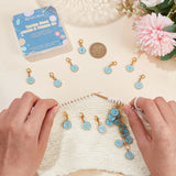 1Pc Alloy Enamel Flat Round with Number Charm Knitting Row Counter Chains, 1Set Number 0~9 Alloy Enamel Pendant Decorations, Golden, 27~119mm