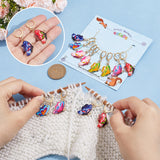 12Pcs 6 Style Alloy Enamel Butterfly Charm Locking Stitch Markers, Golden Tone 304 Stainless Steel Clasp Locking Stitch Marker, Mixed Color, 4cm, 2pcs/style