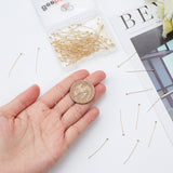 200Pcs Brass Ball Head Pins, Real 18K Gold Plated, 30x0.6mm, 22 Gauge, Head: 2mm