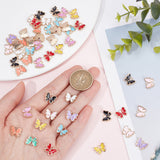 100Pcs 10 Colors Alloy Enamel Charms, Butterfly, Light Gold, Mixed Color, 10.5x13x3mm, Hole: 2mm, 10pcs/color