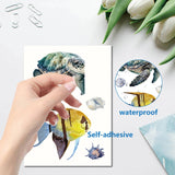 16 Sheets 8 Styles PVC Waterproof Wall Stickers, Self-Adhesive Decals, for Window or Stairway Home Decoration, Sea Animal, 200x145mm, 2 sheet/style