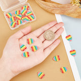 30Pcs Alloy Enamel Pendants, Light Gold, Heart with Rainbow Stripe, Colorful, 18x15x1.5mm, Hole: 1.6mm