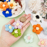 32Pcs 16 Colors Handmade Cotton Knitting Ornament Accessories, for DIY Sewing Craft, Flower, Mixed Color, 41x5mm, 2pcs/color