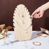 Wood Slant Back Necklace Display Stands, Pendant Necklace Organizer Holder for 5 Necklaces, Blanched Almond, 9x17.5x32.5cm