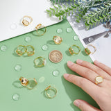 DIY Flat Round Blank Dome Finger Rings Making Kit, Including Adjustable 304 Stainless Steel Ring Components, Glass Cabochons, Golden, 24Pcs/box