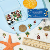 42Pcs 7 Styles Alloy Enamel Pendants, Wine Glass & Bottle & Coconut Tree, Mixed Color, 17~31x8~15x1~2.5mm, Hole: 1~1.6mm, 6pcs/style