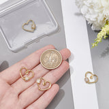 4Pcs Heart Brass Micro Pave Clear Clear Cubic Zirconia Screw Carabiner Lock Charms, for Necklaces Making, Long-Lasting Plated, Real 18K Gold Plated, 17x15x5mm, Screw: 5x5mm