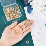 50Pcs 201 Stainless Steel Stud Earring Findings, with 304 Stainless Steel Pin & Hole & Friction Ear Nuts, Donut, Real 24K Gold Plated, 12mm, Hole: 1.2mm, Pin: 0.7mm