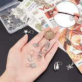 Hair Braid Rings Set, Hair Jewelry Rings, Include Alloy Pendants & Jump Rings, for Hair Styling, Leaf & Star & Butterfly, Antique Silver, 2.3~4.1cm, 28pcs/box