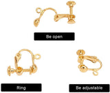 Brass Screw Clip Earring Converter, Spiral Ear Clip, for Non-pierced Ears, Mixed Color, 17x13.5x5mm, Hole: 1.2mm