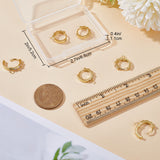 8Pcs Brass Hoop Earring Findings, with Clear Cubic Zirconia and Loop, Clear, Real 18K Gold Plated, 17x15x3mm, Hole: 1.6mm, Pin:0.7x1mm