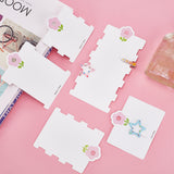 150Pcs 5 Styles Paper Hair Tie Display Cards Sets, Hair Clip Display Cards, Rectangle with Pink Flower Pattern, White, 8.45~17x8.2~9.5x0.06cm, Hole: 8mm, 30pcs/style