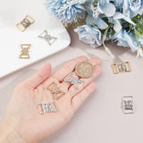 8Pcs 4 Style Brass & Zinc Alloy Rhinestone Slider Buckles, Adjustable Buckle Fasteners, For Webbing, Strapping Bags, Garment Accessorie, Mixed Color, 2.5x1.5x0.55cm, Hole: 13x4.5mm, 2pcs/style