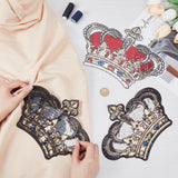 4Pcs 2 Styles Crown Shape Computerized Embroidery Cloth Iron On/Sew On Patches, Sequin/Paillette Appliques, Costume Accessories, Mixed Color, 176~196x242~275x0.9~1mm, 2pcs/style
