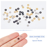 60Pcs 3 Colors 304 Stainless Steel Spacer Beads, Donut, Mixed Color, 4x1mm, Hole: 2mm, 20pcs/color