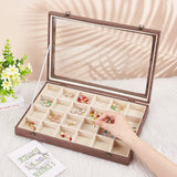 24-Slot Rectangle Wood Grain Imitation Leather Pendant Necklace Jewelry Storage Presentation Boxes, with Clear Glass Window and Velvet Inside, Coconut Brown, 34.6x23.9x5cm