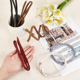 6Pcs 6 Style PU Leather Elastic Hair Accessories, with Iron Wire, for Girls or Women, Scrunchie/Scrunchy Hair Ties, Mixed Color, 700~767x6x4mm, 1pc/style