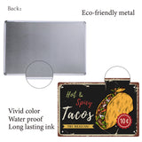 Vintage Metal Iron Tin Sign Poster, Wall Decor for Bars, Restaurants, Cafes Pubs, Vertical Rectangle, Mexican Taco, Food Pattern, 300x200x0.5mm, Hole: 5x5mm
