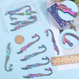 10Pcs Alloy Bookmark Findings, Mermaid Shape, Rainbow Color, 81.5x22x2mm, Hole: 2.5mm