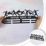 Fashion Iron Medal Hanger Holder Display Wall Rack, with Screws, Word Never Give Up, Sports Themed Pattern, 150x400mm