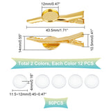 DIY Blank Dome Alligator Hair Clips Making Kit, Including Iron Alligator Hair Clips Settings, Glass Cabochons, Golden & Silver, 44x14mm